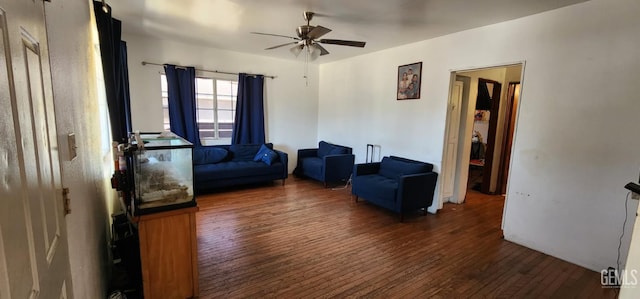 3871 W 109th St Unit 1, Inglewood, CA 90303 - living room featuring wood finished floors and a ceiling fan