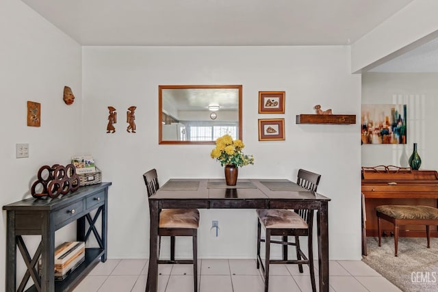 view of tiled dining area