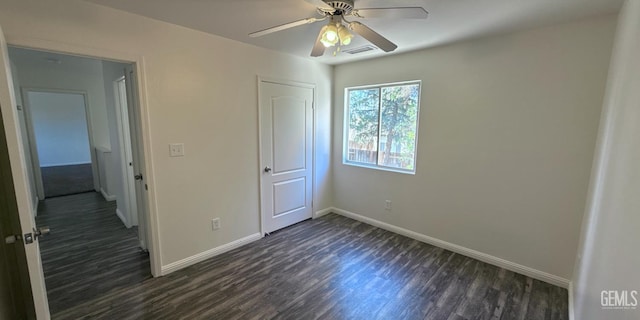 8808 Cape Flattery Dr, Bakersfield, CA 93312 - unfurnished bedroom with dark wood-style floors and a ceiling fan