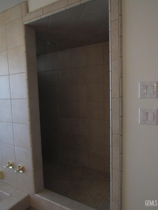 bathroom with tiled shower