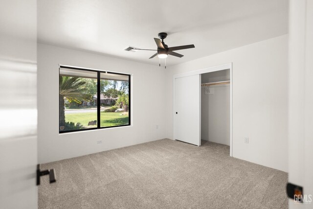 7108 Luke Ave, Bakersfield, CA 93308 - unfurnished bedroom with carpet flooring, a closet, and a ceiling fan
