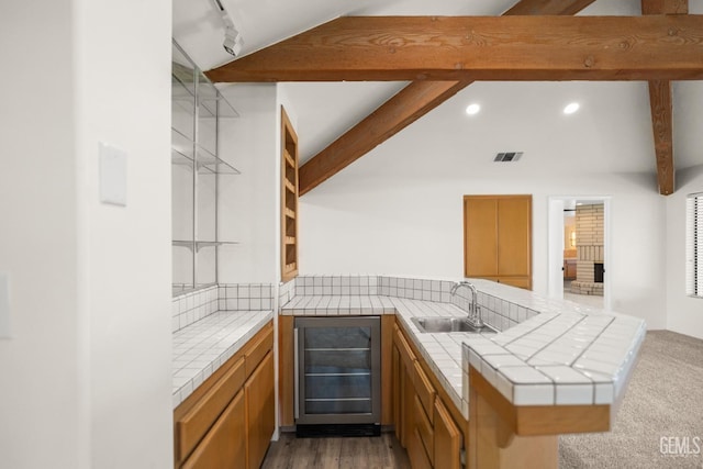 7108 Luke Ave, Bakersfield, CA 93308 - indoor wet bar featuring wine cooler and recessed lighting