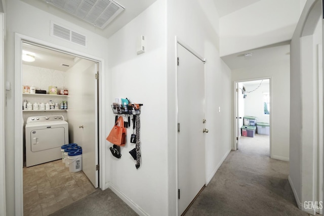 4811 Council Bluffs Ct, Bakersfield, CA 93311 - hall featuring washer / dryer and carpet floors