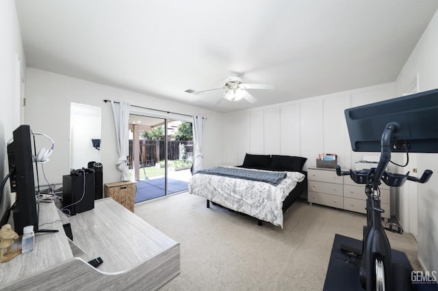 4811 Council Bluffs Ct, Bakersfield, CA 93311 - carpeted bedroom with access to outside and ceiling fan