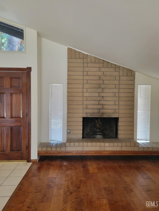 details featuring a fireplace and wood-type flooring