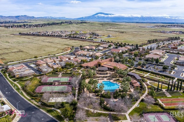 drone / aerial view with a mountain view