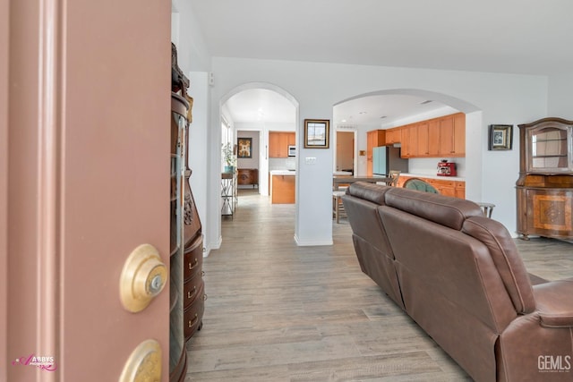 living room with light wood-type flooring