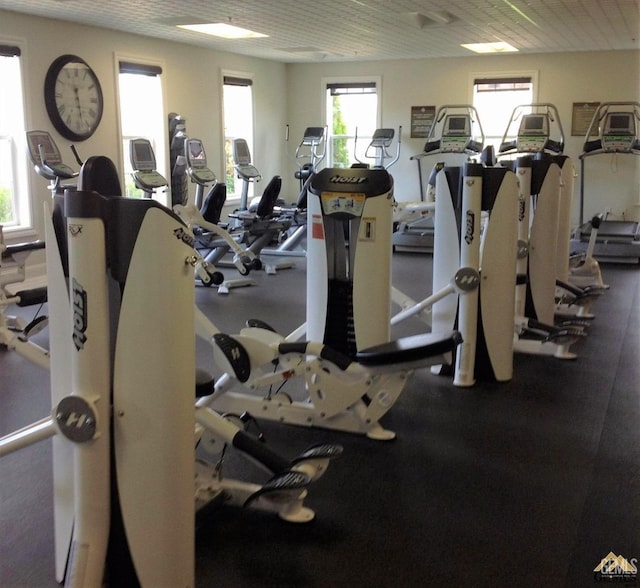 workout area with a wealth of natural light