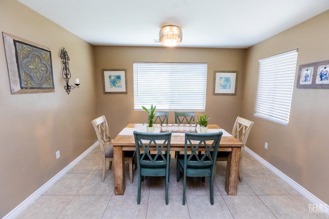 view of tiled dining room