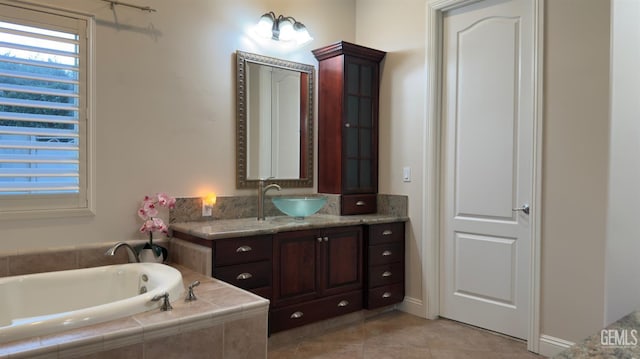 3006 Springbank Ct, Bakersfield, CA 93311 - full bath featuring a garden tub, vanity, and tile patterned flooring