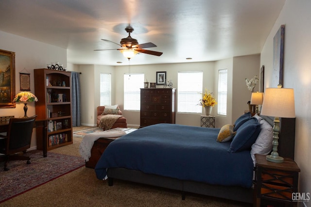 29201 Angus Ct, Tehachapi, CA 93561 - carpeted bedroom featuring multiple windows and ceiling fan