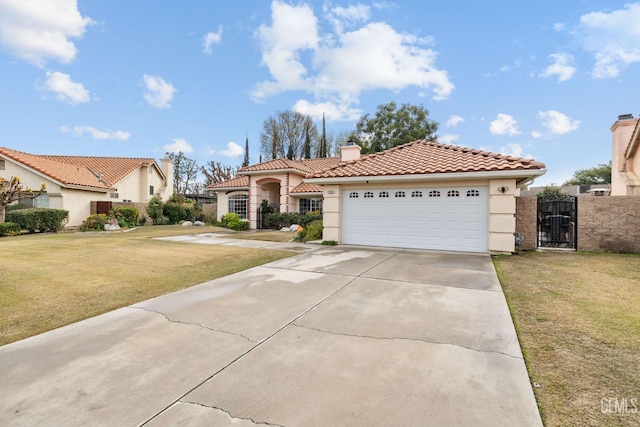 mediterranean / spanish-style house with a front lawn