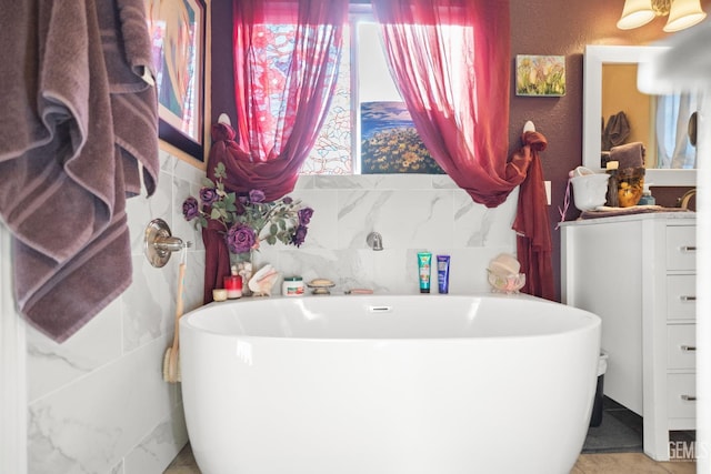 3809 Wensley Ct, Bakersfield, CA 93311 - full bath with a freestanding bath and tile walls