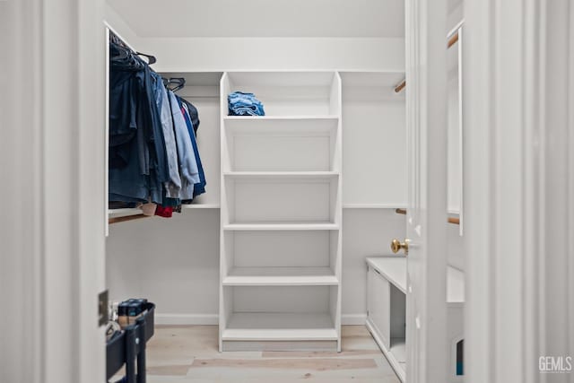 spacious closet featuring light wood-type flooring