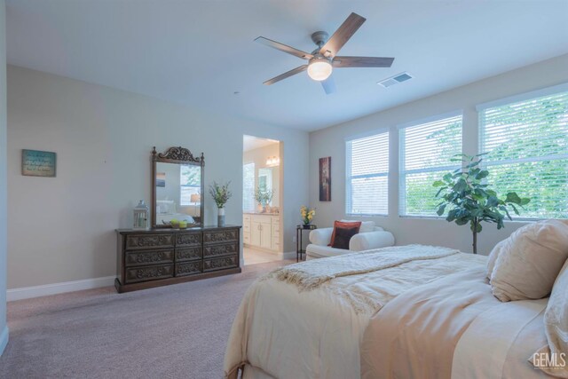 13620 Stonethwaite Ln, Bakersfield, CA 93311 - carpeted bedroom featuring ensuite bath and a ceiling fan