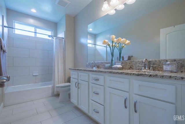 13620 Stonethwaite Ln, Bakersfield, CA 93311 - full bath featuring shower / bath combo, double vanity, and tile patterned flooring