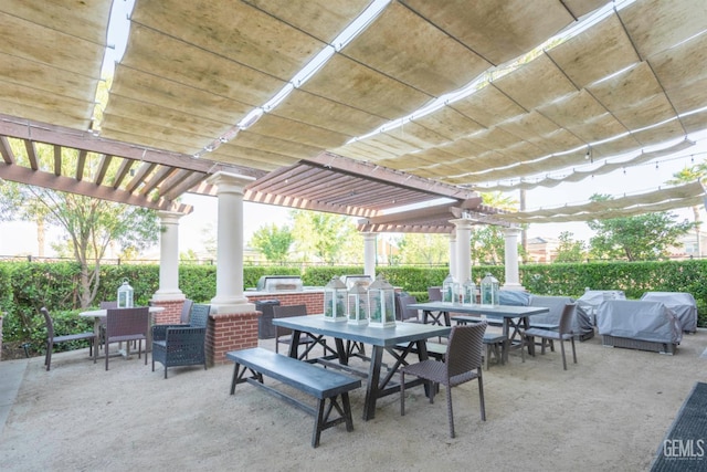 13620 Stonethwaite Ln, Bakersfield, CA 93311 - view of patio featuring outdoor dining area and a pergola