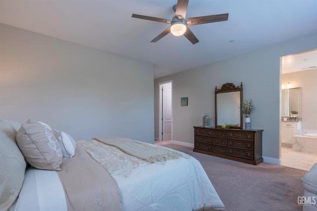 13620 Stonethwaite Ln, Bakersfield, CA 93311 - bedroom with carpet, ensuite bathroom, and a ceiling fan