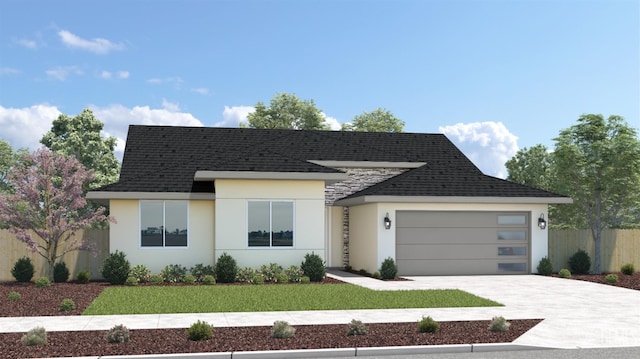 105 Lincoln Ln Unit Fr41, Delano, CA 93215 - modern home featuring stucco siding, a garage, concrete driveway, and a shingled roof
