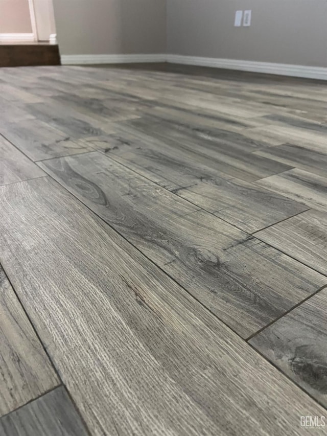 detailed view of baseboards and wood finished floors