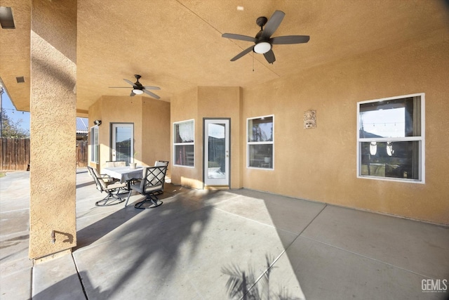 view of patio with ceiling fan