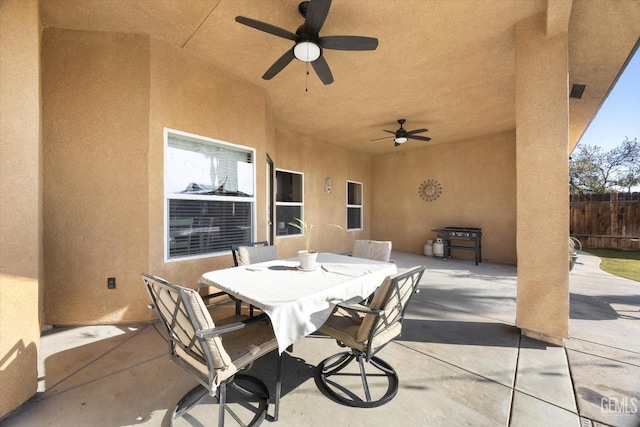 view of patio / terrace with ceiling fan