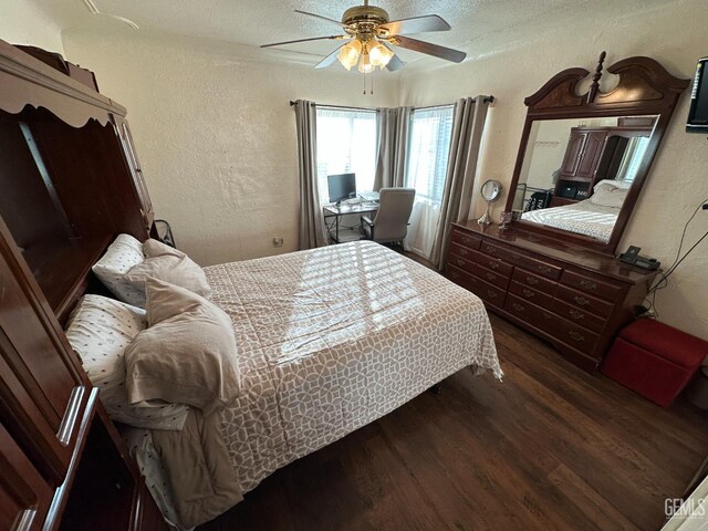 1022 9th Ave, Delano, CA 93215 - bedroom featuring a textured wall, wood finished floors, and ceiling fan