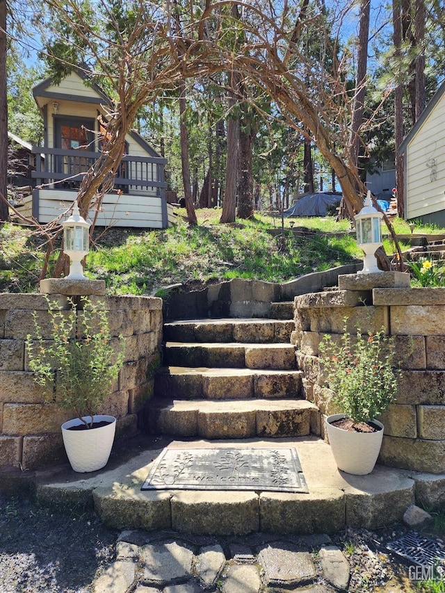 view of yard with stairway