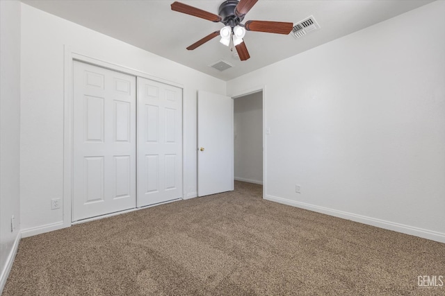 132 E Center St, Taft, CA 93268 - unfurnished bedroom with carpet flooring, a closet, and a ceiling fan