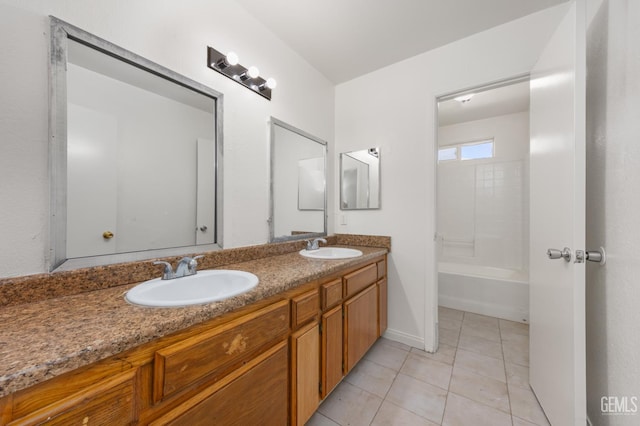 132 E Center St, Taft, CA 93268 - full bath featuring double vanity and tile patterned floors