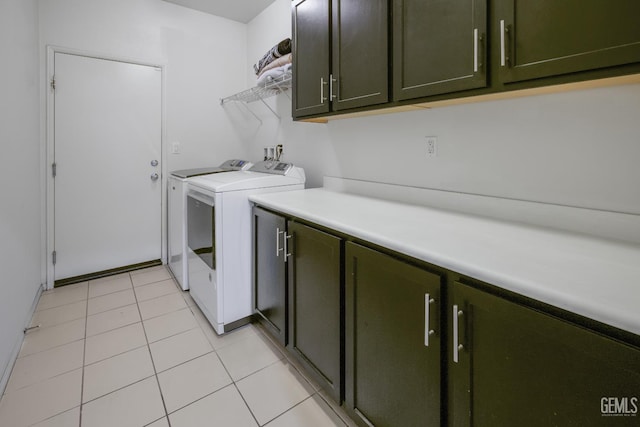 18019 Lapis Ln, San Bernardino, CA 92407 - laundry area with cabinet space, washer and dryer, and light tile patterned flooring