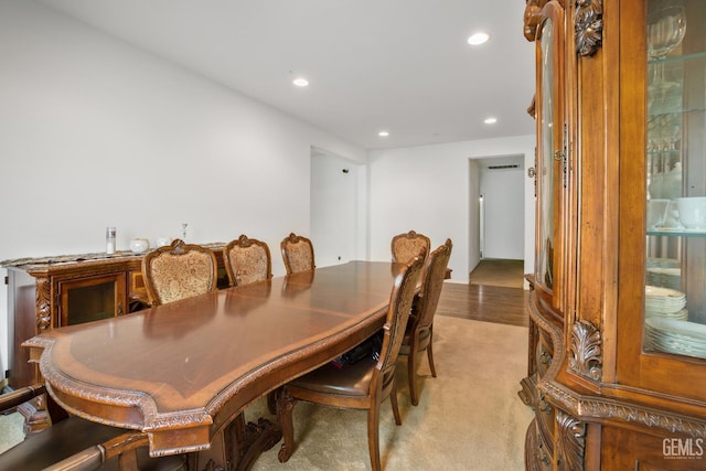 18019 Lapis Ln, San Bernardino, CA 92407 - dining space with recessed lighting and light carpet