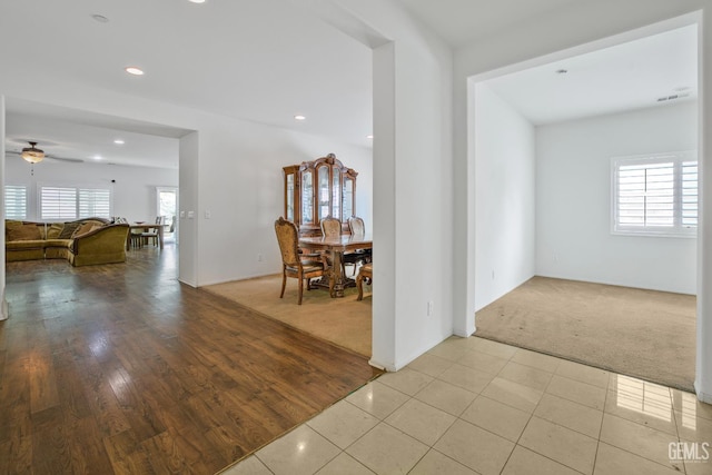 18019 Lapis Ln, San Bernardino, CA 92407 - hallway featuring carpet, recessed lighting, and tile patterned flooring