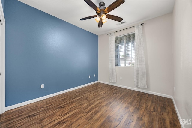 11313 Valletta Ave, Bakersfield, CA 93312 - empty room with a ceiling fan and wood finished floors