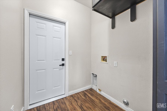 11313 Valletta Ave, Bakersfield, CA 93312 - washroom featuring dark wood-style floors, washer hookup, and hookup for a gas dryer