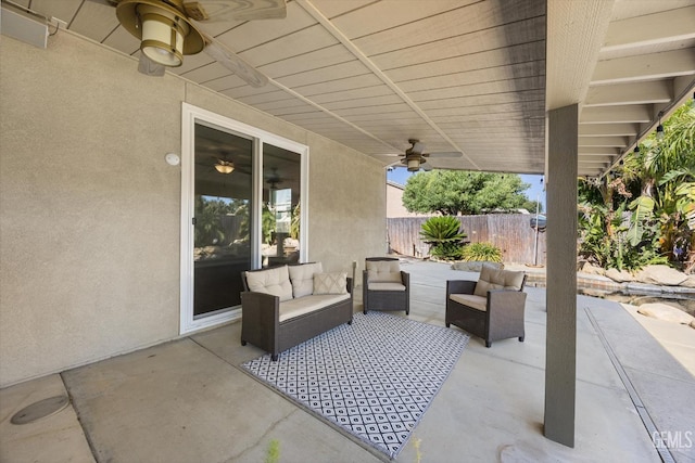 11313 Valletta Ave, Bakersfield, CA 93312 - view of patio featuring a ceiling fan and an outdoor hangout area