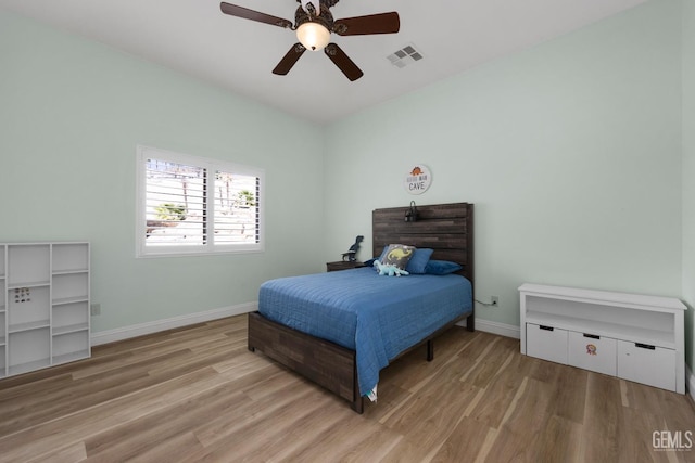 10834 Olcese Rd, Bakersfield, CA 93308 - bedroom featuring ceiling fan and light hardwood / wood-style floors