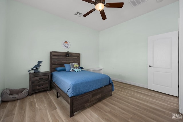 10834 Olcese Rd, Bakersfield, CA 93308 - bedroom featuring ceiling fan and light hardwood / wood-style floors
