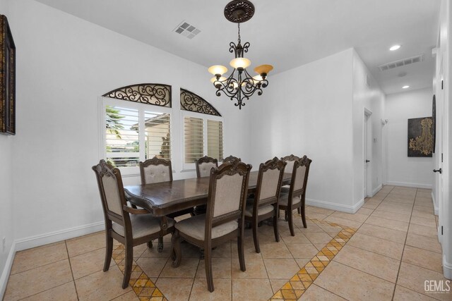 10834 Olcese Rd, Bakersfield, CA 93308 - tiled dining area with an inviting chandelier