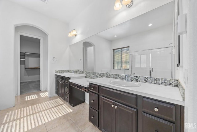 15420 Saint Clement Way, Bakersfield, CA 93314 - full bathroom with tile patterned floors, a shower stall, and vanity