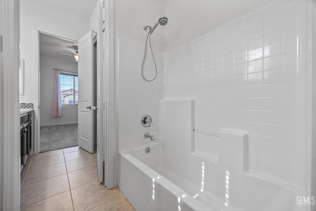 15420 Saint Clement Way, Bakersfield, CA 93314 - full bathroom with tile patterned floors, shower / bathtub combination, vanity, and ceiling fan