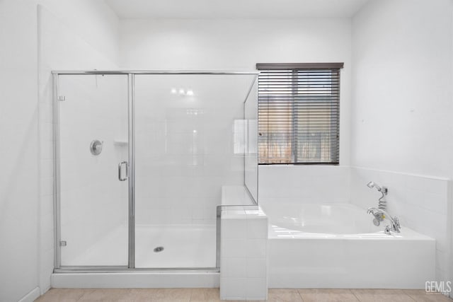 15420 Saint Clement Way, Bakersfield, CA 93314 - full bathroom with a garden tub, tile patterned floors, and a shower stall