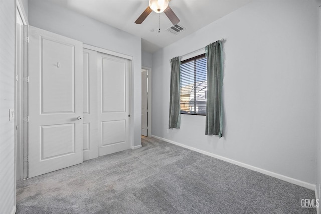 15420 Saint Clement Way, Bakersfield, CA 93314 - unfurnished bedroom with carpet flooring, baseboards, a closet, and a ceiling fan