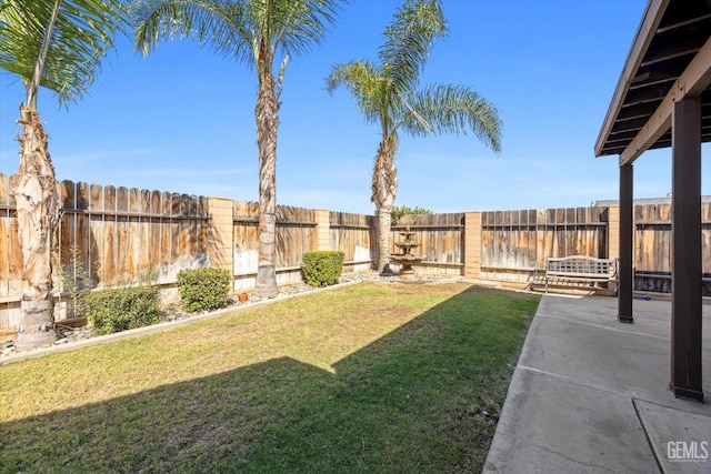 view of yard with a patio area