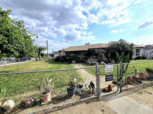 view of front of property with a front lawn