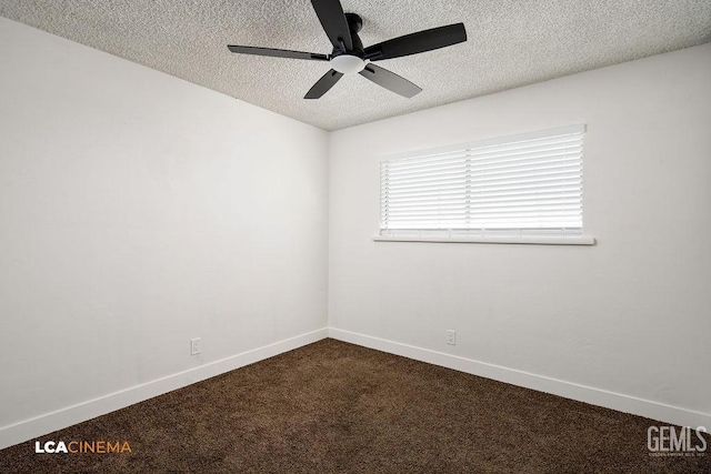 417 B St, Taft, CA 93268 - empty room with a textured ceiling, ceiling fan, and dark carpet