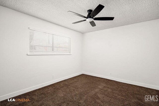417 B St, Taft, CA 93268 - empty room with dark colored carpet, a textured ceiling, and a ceiling fan