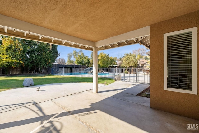 view of patio with a fenced backyard and a fenced in pool