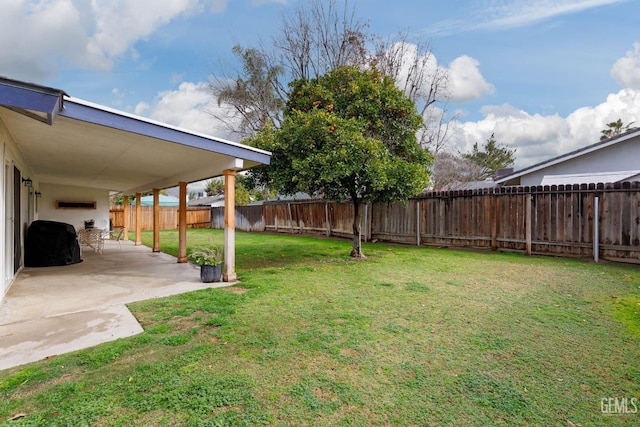 view of yard with a patio area