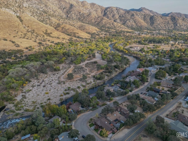 birds eye view of property featuring a mountain view